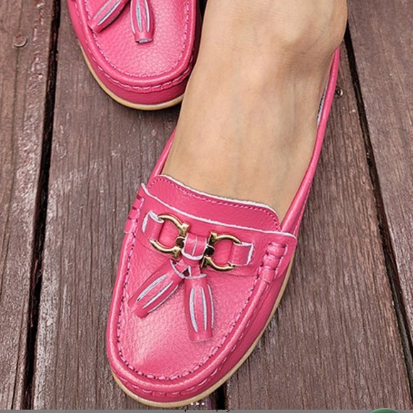 🌸 Hot Pink Leather Loafer Slide 🌸 - Picture 10 of 14